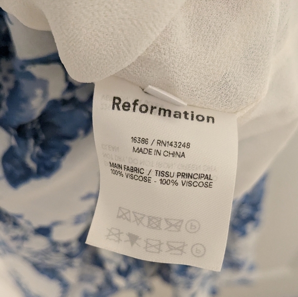 Reformation Nikita Pompadour Blue and White Floral Midi Dress - Picture 8 of 8